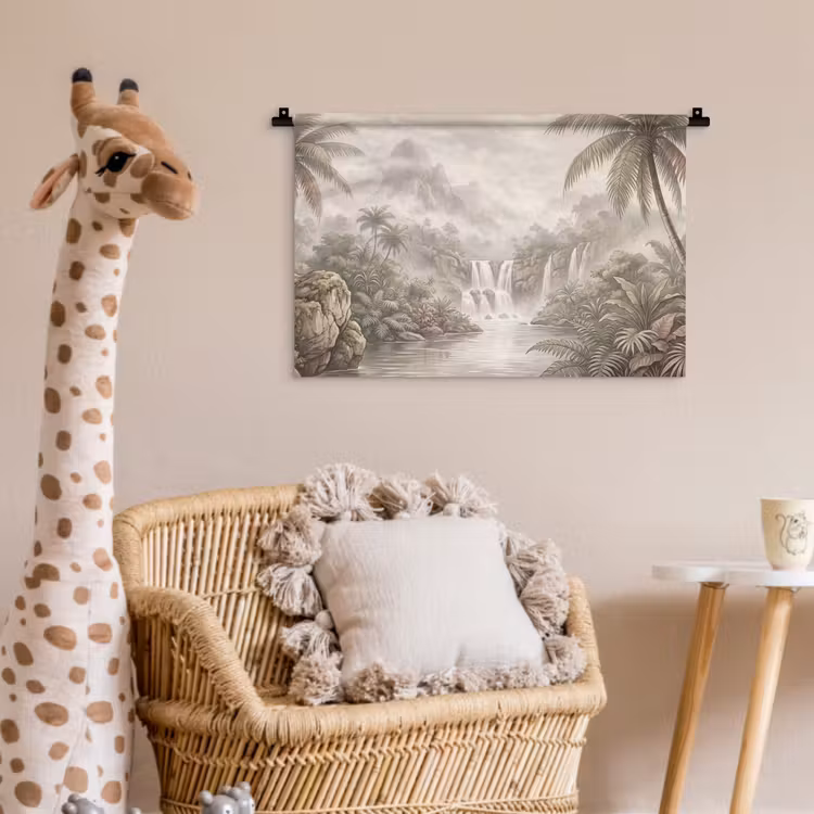 Jungle - Watervallen - Tropisch - Illustratie Wandkleed katoen klein -wsfeer5_kind