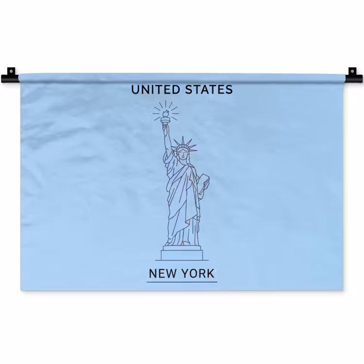 Monument - Vrijheidsbeeld - New York - Minimalistisch - Blauw Wandkleed katoen klein -zz3d