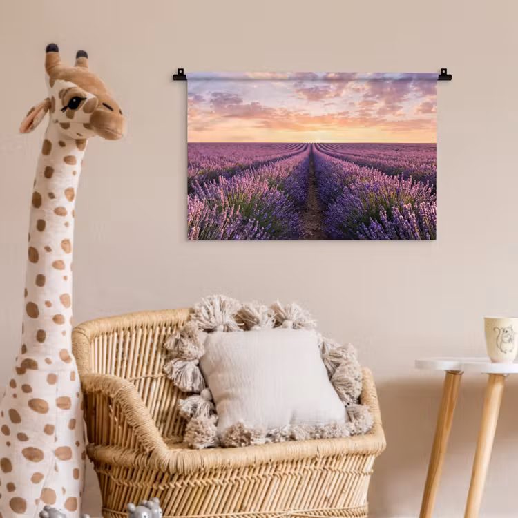 Landschap - Lavendelveld - Paars Wandkleed katoen klein -wsfeer5_kind