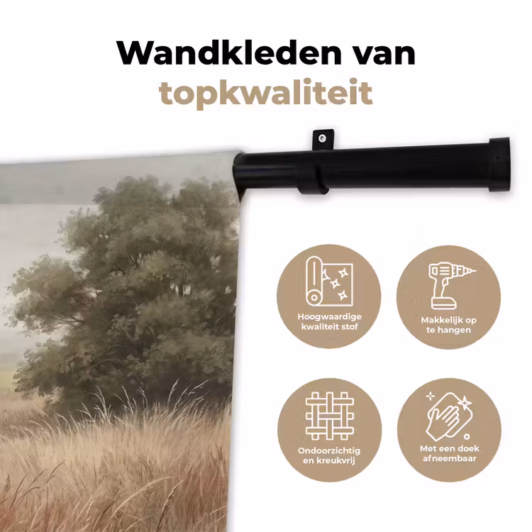 Landschap - Minimalistisch - Beige Wandkleed katoen klein -sfeer2