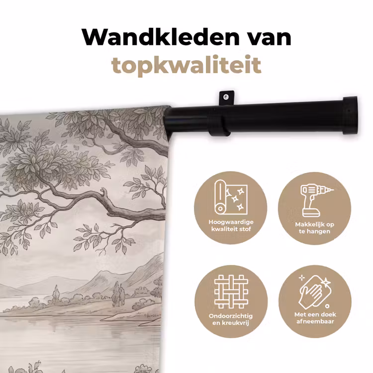 Landschap - Bergen - Meer - Natuur Wandkleed katoen klein -sfeer2