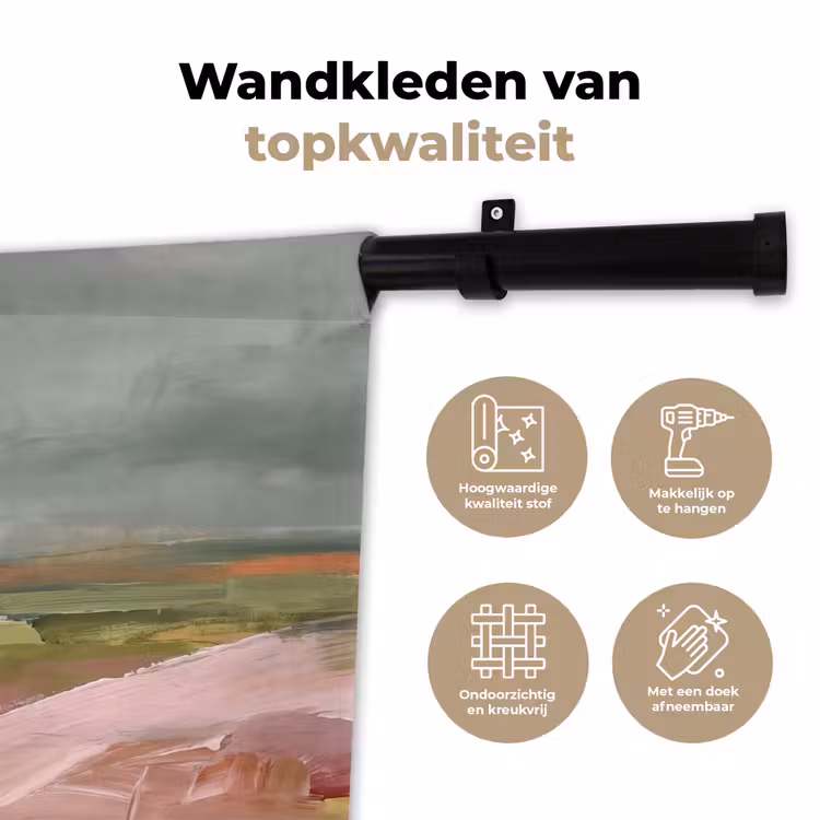 Landschap - Rivier - Abstract - Roze - Groen Wandkleed katoen klein -sfeer2