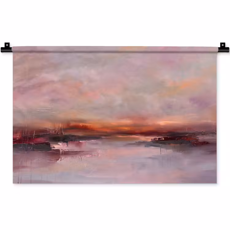 Landschap - Zonsondergang - Abstract - Modern - Roze Wandkleed katoen klein -zz3d