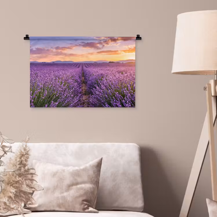 Lavendel - Veld - Natuur - Paars Wandkleed katoen klein -sfeer4