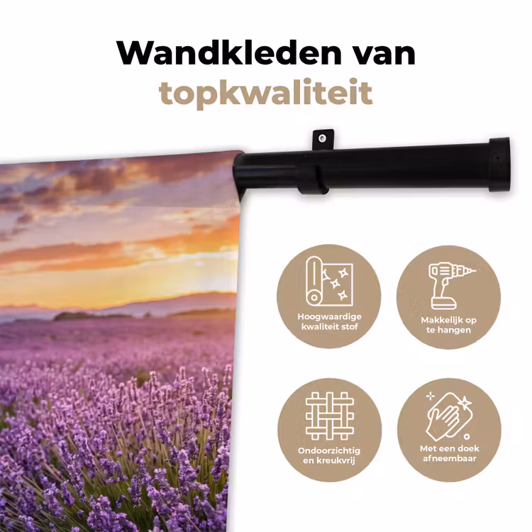 Lavendel - Veld - Natuur - Paars Wandkleed katoen klein -sfeer2