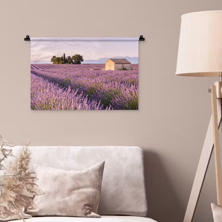 Lavendel - Landschap - Sereen - Paars Wandkleed katoen klein -sfeer4