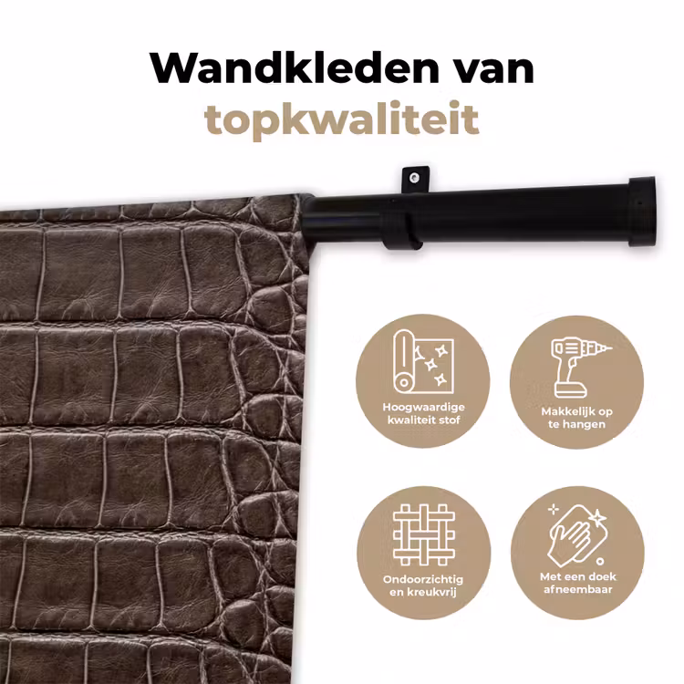 Leer - Krokodil - Mat Wandkleed katoen klein -sfeer2