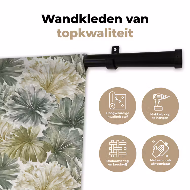 Bladeren - Botanisch - Groen Wandkleed katoen klein 269 -sfeer2