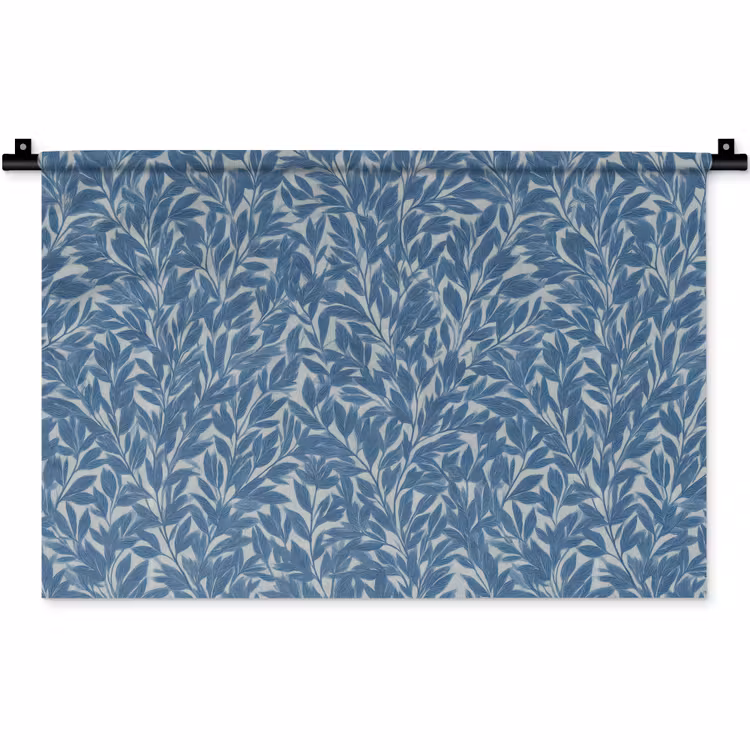 Bladeren - Klassiek - Patroon - Donkerblauw - Vintage Wandkleed katoen klein 269 -zz3d