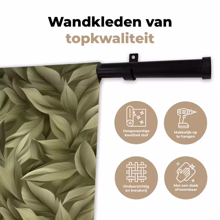 Bladeren - Modern - Groen Wandkleed katoen klein 269 -sfeer2
