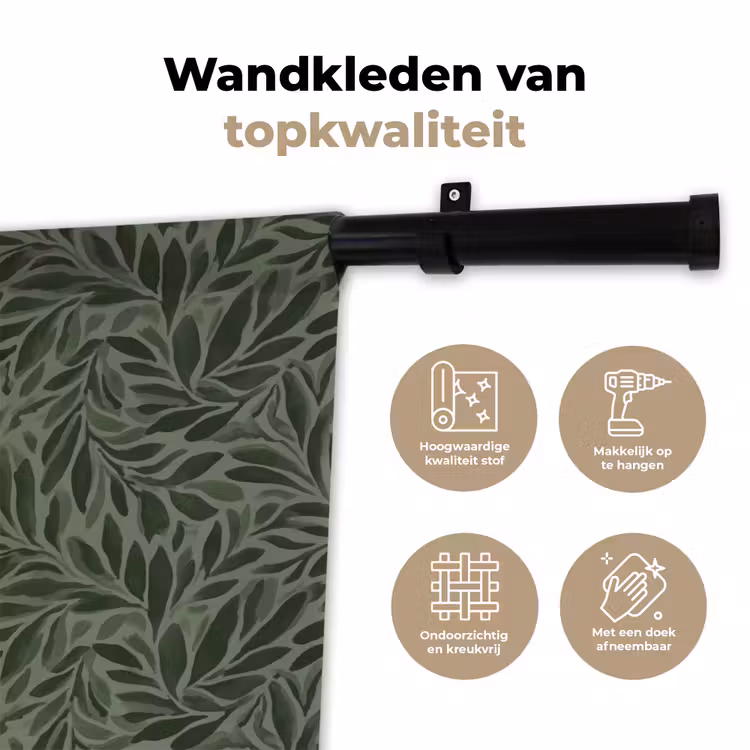 Bladeren - Organisch - Groen Wandkleed katoen klein 269 -sfeer2