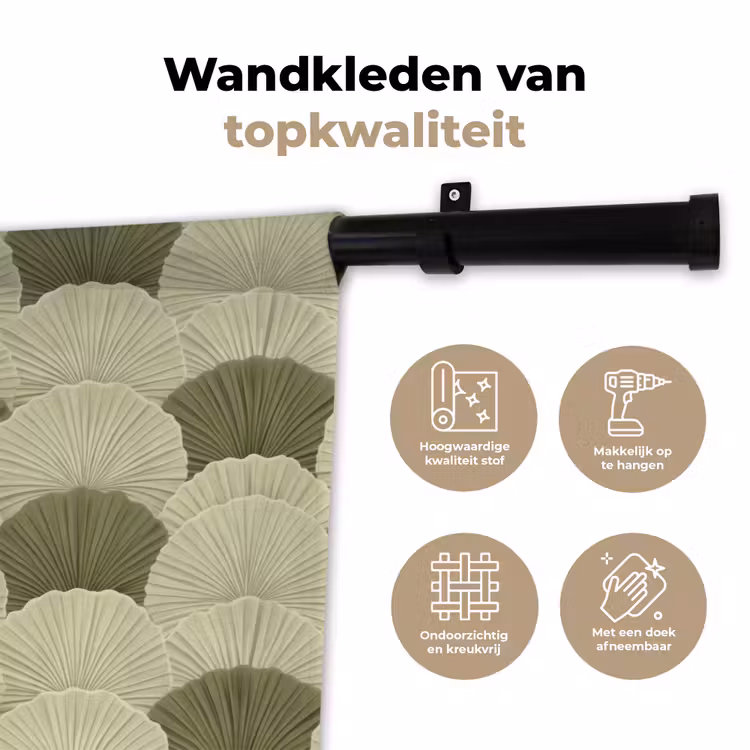 Bladeren - Structuur - Groen Wandkleed katoen klein 269 -sfeer2