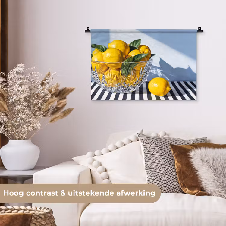 Wall Hanging - Lemons - Fruit - Yellow - Citroenen - Fruit - Geel Wandkleed katoen klein