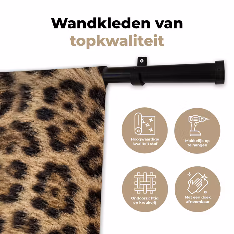 Luipaard - Vacht - Klassiek - Bruin Wandkleed katoen klein -sfeer2