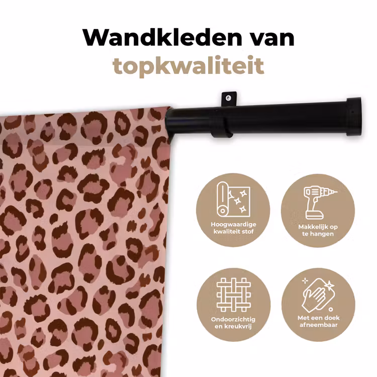 Luipaard - Patroon - Roze Wandkleed katoen klein 269 -sfeer2