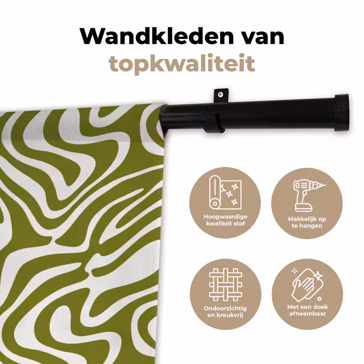 Lijnpatroon - Groen - Organisch Wandkleed katoen klein 269 -sfeer2