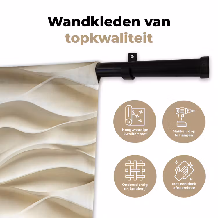 Lijnen - Golvend - Crème Wandkleed katoen klein 269 -sfeer2