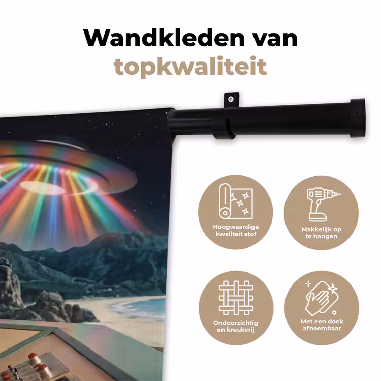 Wall Hanging - Man - Control Room - Beach - Man - Controlekamer - Strand Wandkleed katoen klein