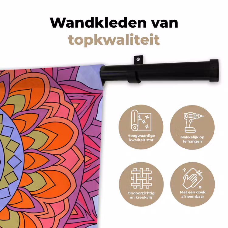 Mandala - Cirkel - Abstract - Kleurrijk - Patroon Wandkleed katoen klein -sfeer2
