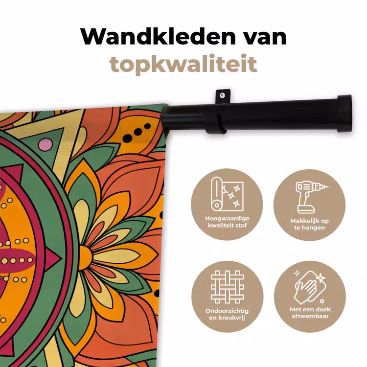 Mandala - Bloemen - Abstract - Kleurrijk Wandkleed katoen klein -sfeer2