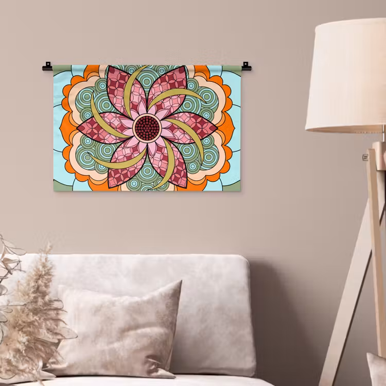 Mandala - Geometrisch - Kunst - Decoratief - Kleurrijk Wandkleed katoen klein -sfeer4