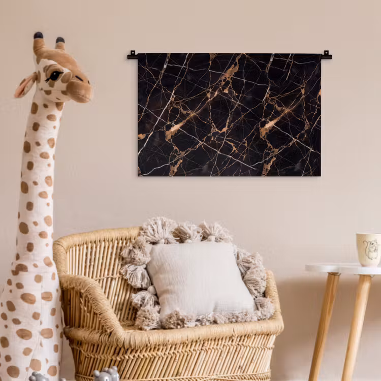 Marmer - Goud - Abstract - Zwart Wandkleed katoen klein -wsfeer5_kind