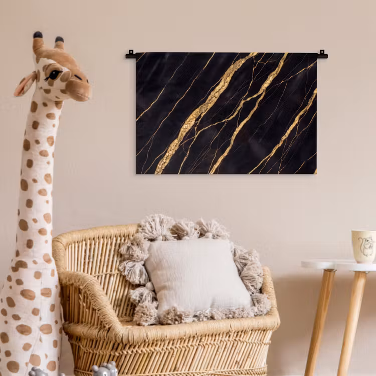 Marmer - Goud - Textuur - Abstract - Zwart Wandkleed katoen klein -wsfeer5_kind