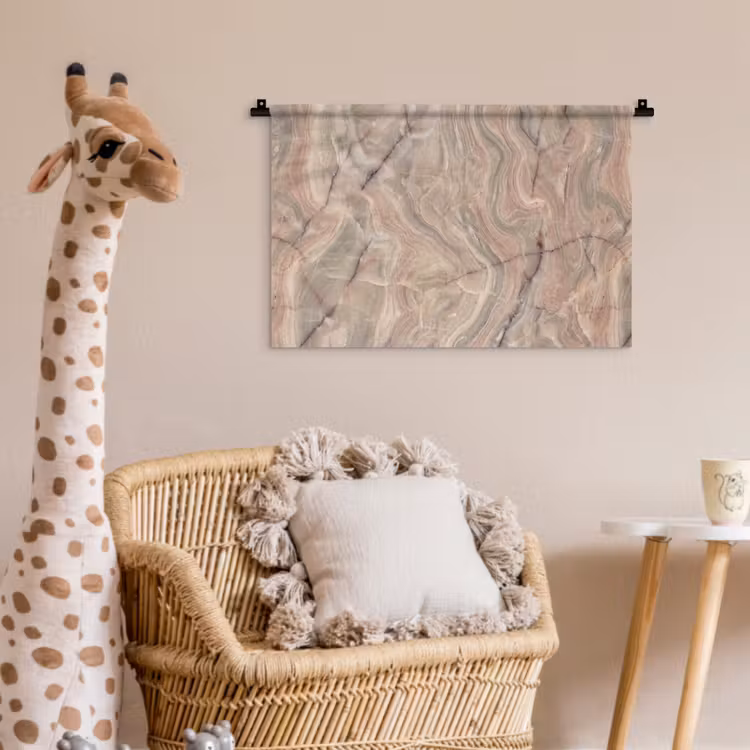 Marmer - Patroon - Abstract - Beige - Groen Wandkleed katoen klein -wsfeer5_kind