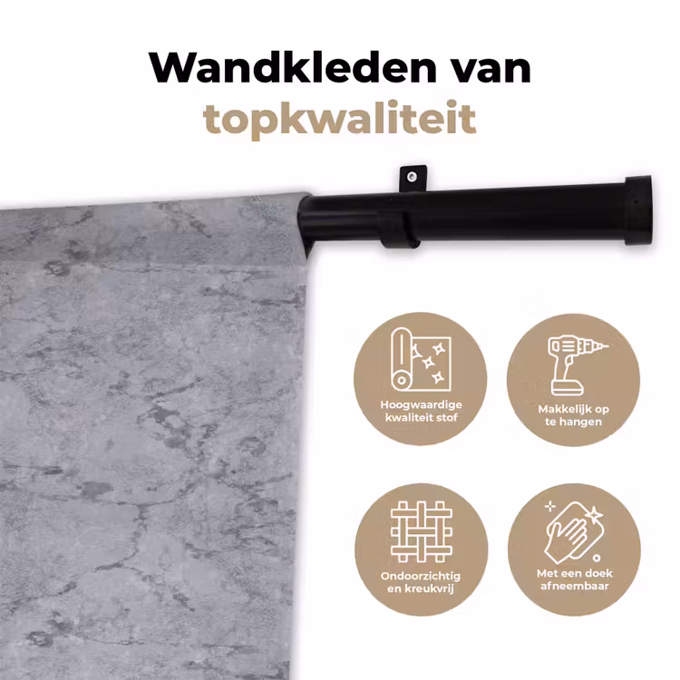 Marmerplaat - Patroon - Grijs Wandkleed katoen klein 269 -sfeer2