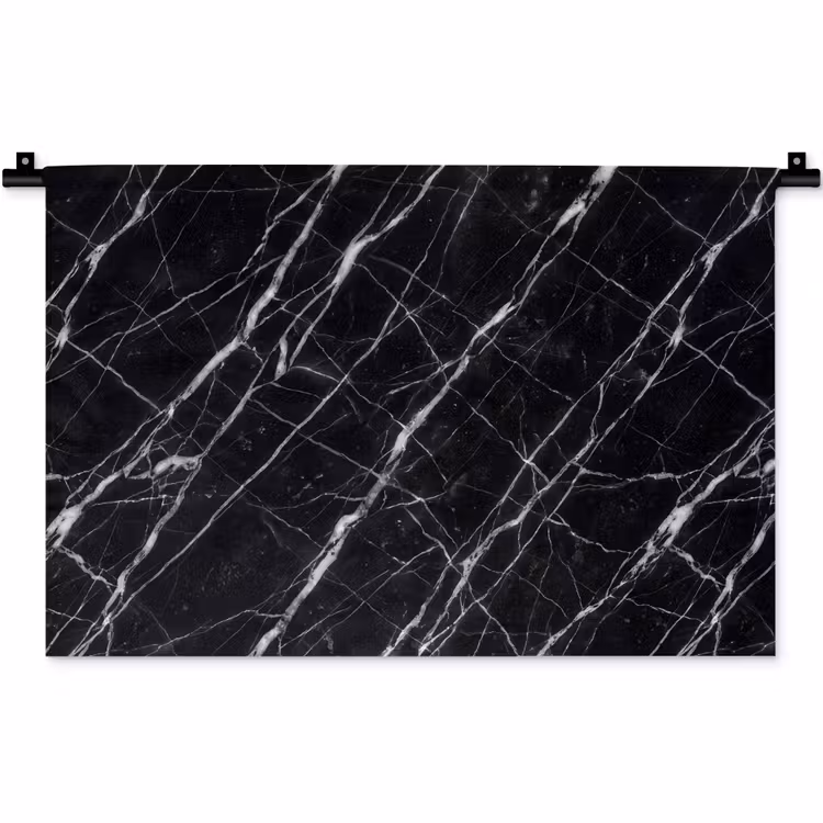 Marmer - Aders - Abstract - Zwart Wandkleed katoen klein -zz3d