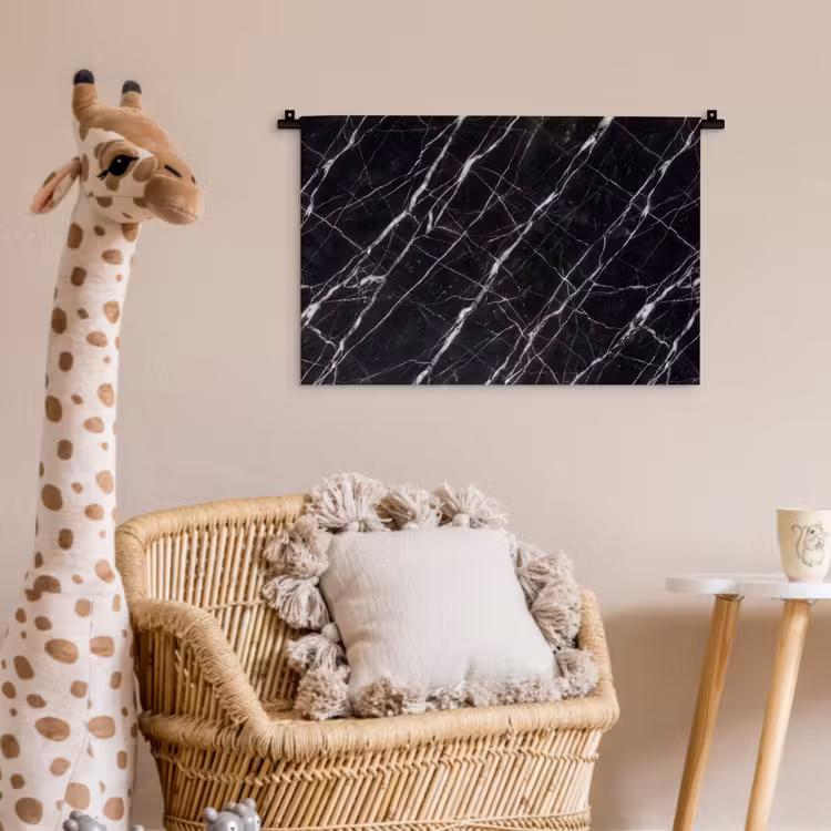 Marmer - Aders - Abstract - Zwart Wandkleed katoen klein -wsfeer5_kind