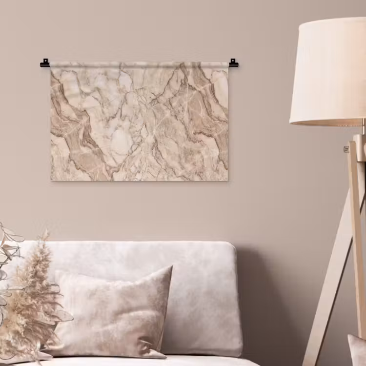 Marmer - Aderen - Textuur - Beige - Modern Wandkleed katoen klein -sfeer4