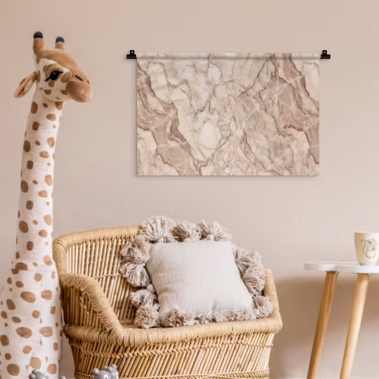 Marmer - Aderen - Textuur - Beige - Modern Wandkleed katoen klein -wsfeer5_kind