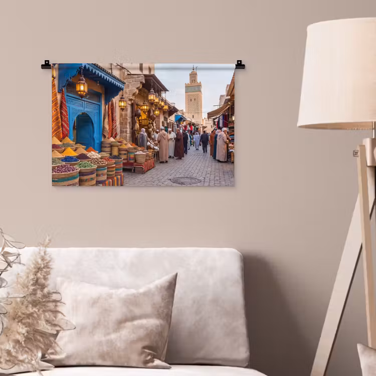 Wall Hanging - Market - Oriental - Colorful - Markt - Oosters - Kleurrijk Wandkleed katoen klein