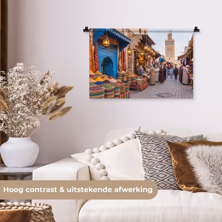 Wall Hanging - Market - Oriental - Colorful - Markt - Oosters - Kleurrijk Wandkleed katoen klein