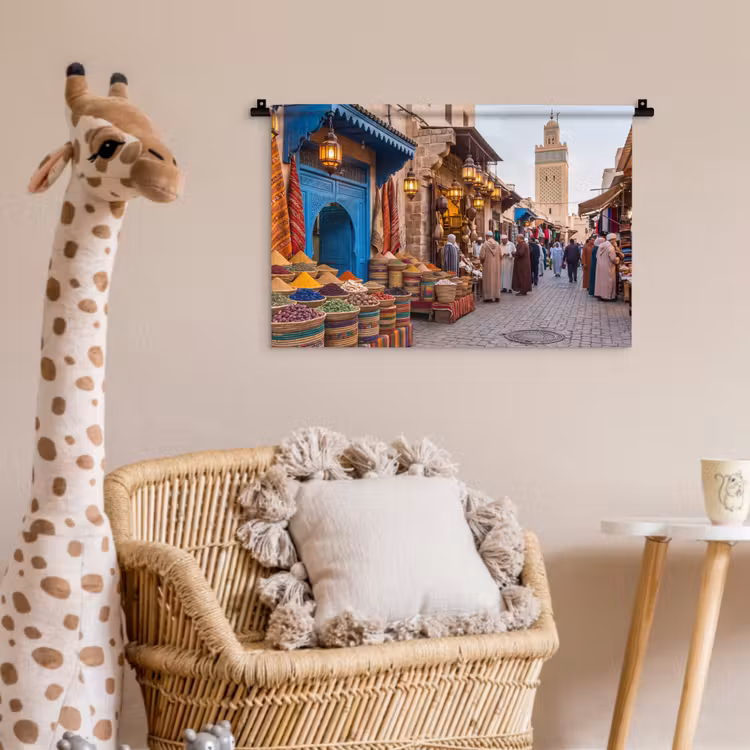 Wall Hanging - Market - Oriental - Colorful - Markt - Oosters - Kleurrijk Wandkleed katoen klein