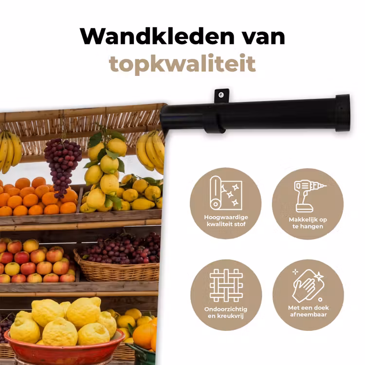 Wall Hanging - Market Stall - Fruit - Fresh - Marktkraam - Fruit - Vers Wandkleed katoen klein