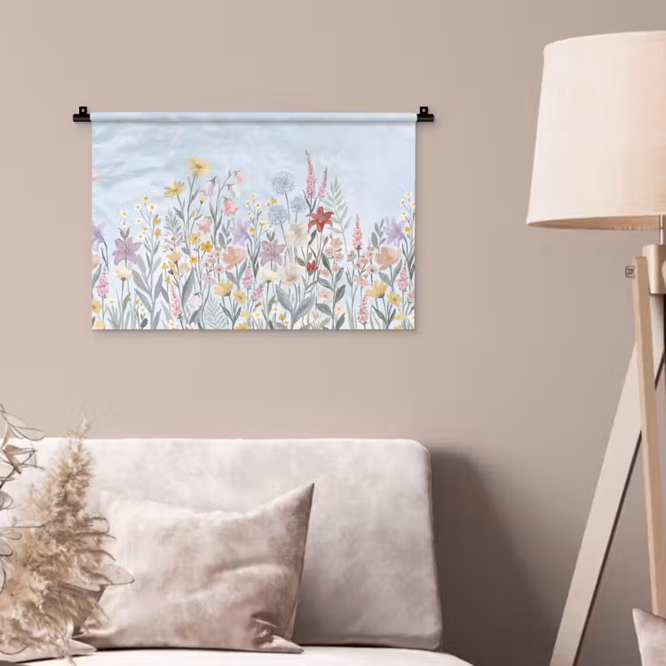 Weidebloemen - Illustratie - Kleurrijk Wandkleed katoen klein -sfeer4