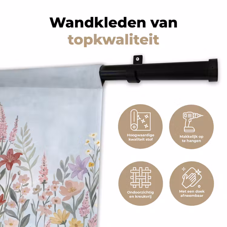Weidebloemen - Illustratie - Kleurrijk Wandkleed katoen klein -sfeer2