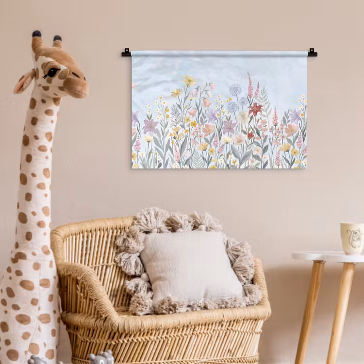 Weidebloemen - Illustratie - Kleurrijk Wandkleed katoen klein -wsfeer5_kind