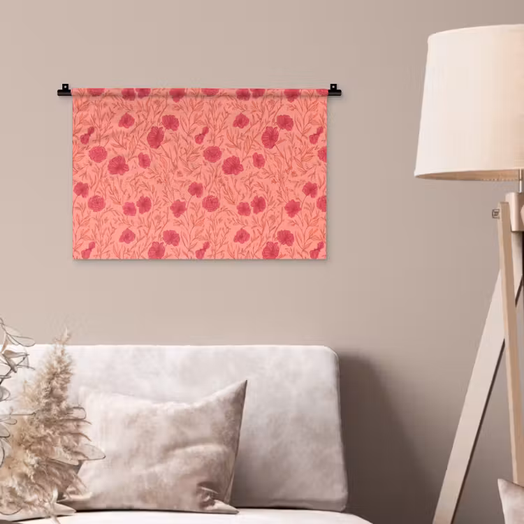 Weidebloemen - Romantisch - Roze Wandkleed katoen klein 269 -sfeer4