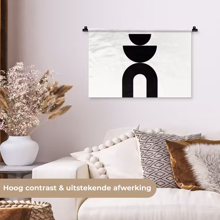 Wall Hanging - Minimalist - Art - White - Minimalistisch - Kunst - Wit Wandkleed katoen klein