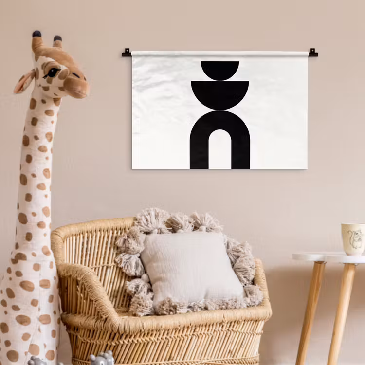 Wall Hanging - Minimalist - Art - White - Minimalistisch - Kunst - Wit Wandkleed katoen klein