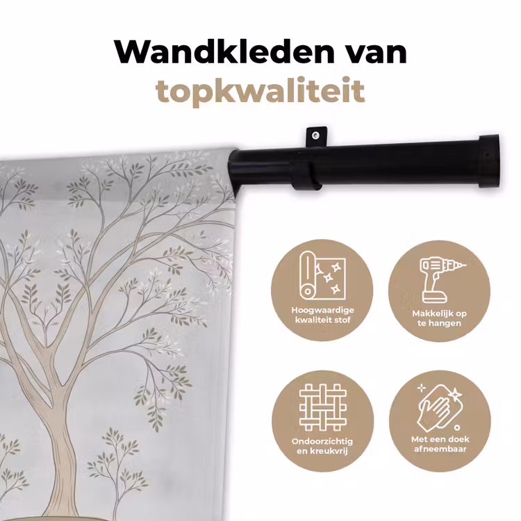 Minimalistisch - Kraanvogels - Blauw Wandkleed katoen klein -sfeer2