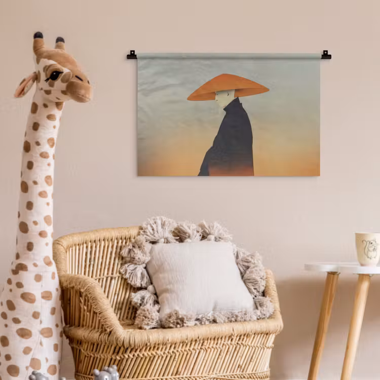 Minimalistisch - Silhouet - Oranje Wandkleed katoen klein -wsfeer5_kind