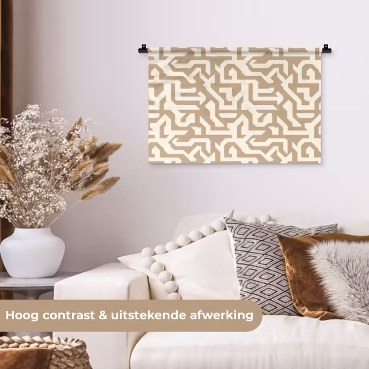 Modern - Abstract - Beige Wandkleed katoen klein 269 -sfeer1