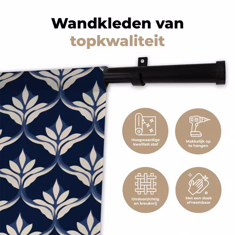 Modern - Ontwerp - Blauw Wandkleed katoen klein 269 -sfeer2