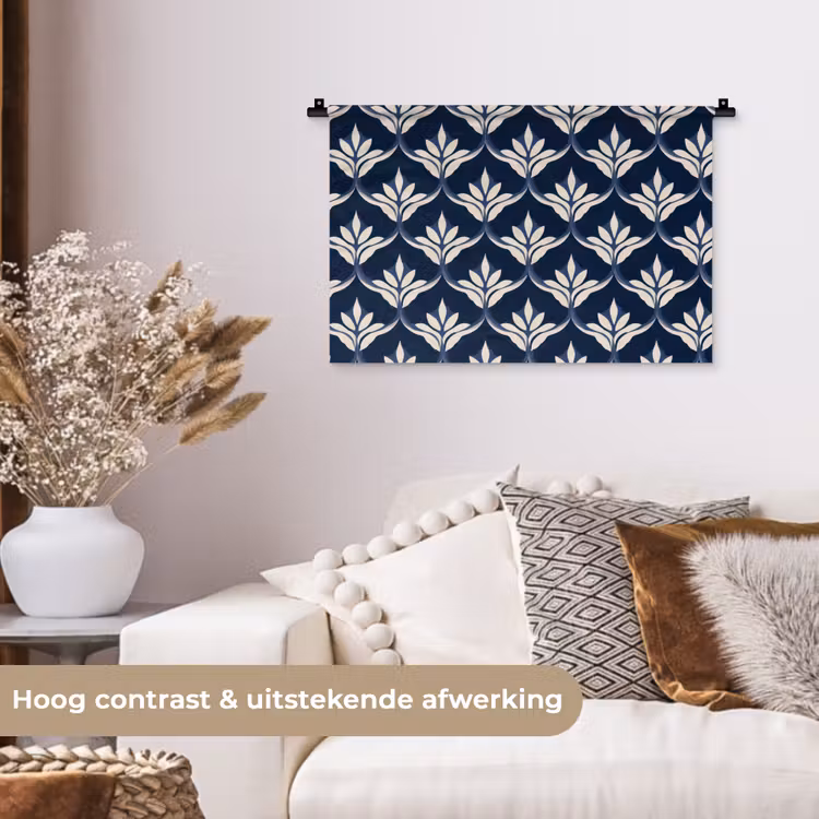 Modern - Ontwerp - Blauw Wandkleed katoen klein 269 -sfeer1