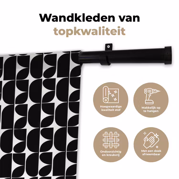 Modern - Geometrisch - Zwart Wandkleed katoen klein 269 -sfeer2