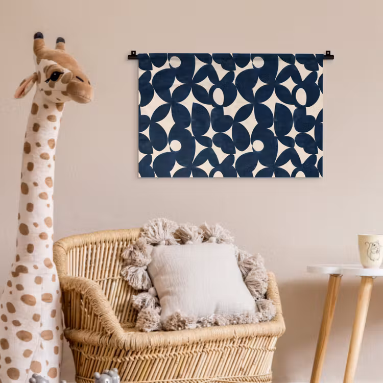Modern - Geometrisch - Blauw Wandkleed katoen klein 269 -wsfeer5_kind
